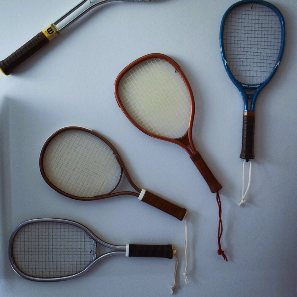 Set of 5 vintage rackets.